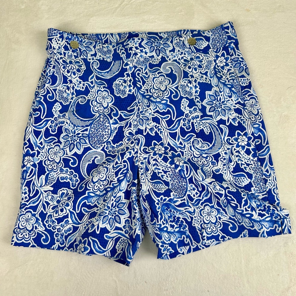 Rafaella Stretch Shorts Sz. Medium Paisley Floral Blue White